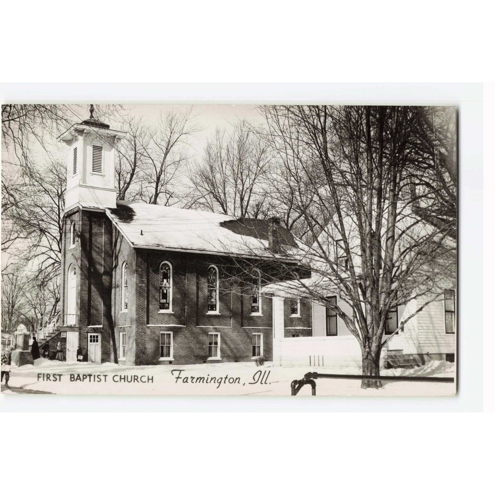 Vintage First Baptist Church Farmington Illinois Postcard Marj-El Studio RPPC